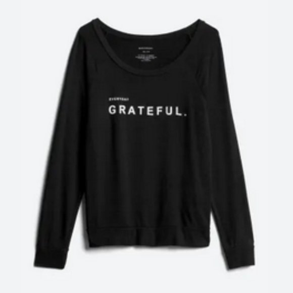 good hYOUman Micki Stretch Fleece Everyday Grateful Graphic Knit Top (L) - Picture 1 of 1